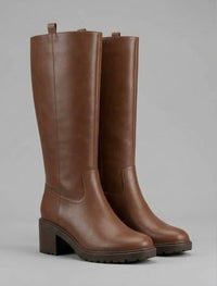 Primark Brown Block Heel Knee-High Boots