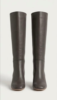 Boohoo Dark Grey Knee-High Block Heel Boots