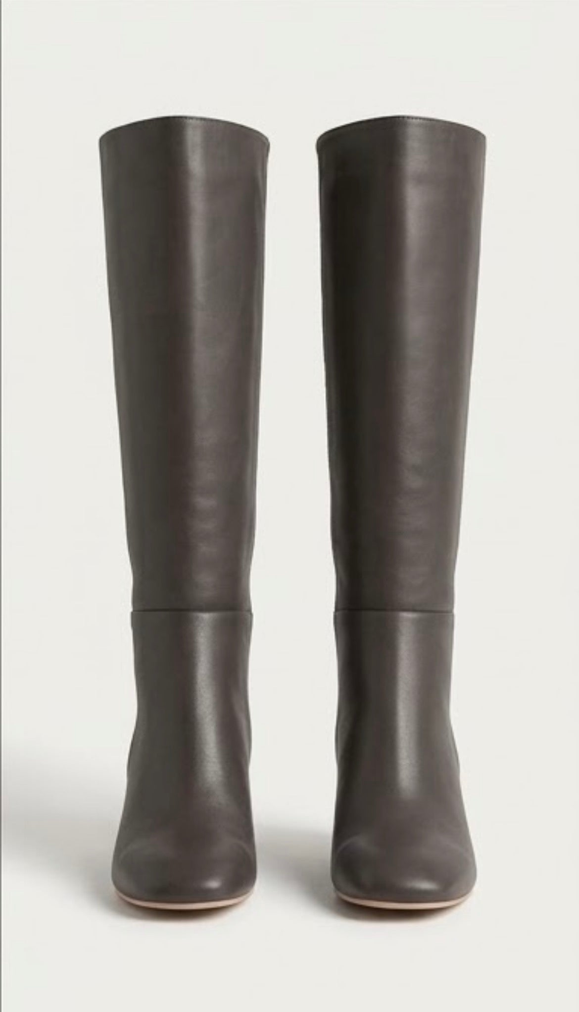 Boohoo Dark Grey Knee-High Block Heel Boots