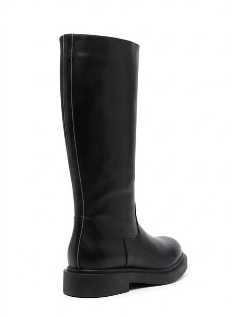 Boohoo Black Knee-High Flat Boots