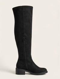 Primark Black Suede-Effect Over-the-Knee Low Heel Boots