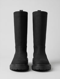 Papaya Black Knee-High Chunky Chelsea Boots