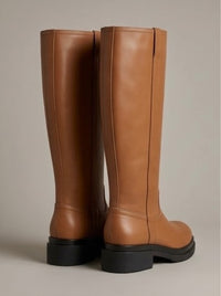 Boohoo Tan Chunky Sole Knee-High Boots