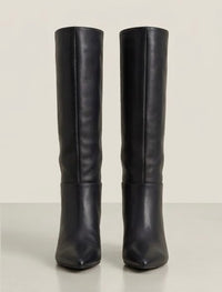 New Look Black Pointed Toe Knee-High Kitten Heel Boots