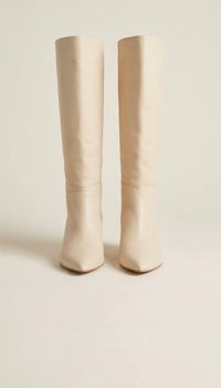 Phase Eight Cream Knee-High Kitten Heel Boots
