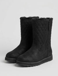 Skechers Black Quilted Fur-Lined Mid-Calf Boots
