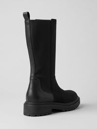 Papaya Black Knee-High Chunky Chelsea Boots