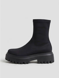 Schuh Black Stretch Sock Chunky Sole Boots