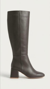 Boohoo Dark Grey Knee-High Block Heel Boots