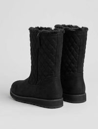 Skechers Black Quilted Fur-Lined Mid-Calf Boots