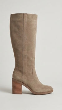 Primark Taupe Suede-Effect Knee-High Block Heel Boots