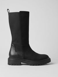 Papaya Black Knee-High Chunky Chelsea Boots