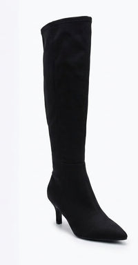 Peacocks Black Suede-Effect Over-the-Knee Heeled Boots