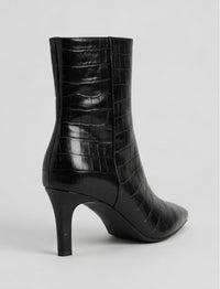 Primark Black Croc-Effect Stiletto Ankle Boots