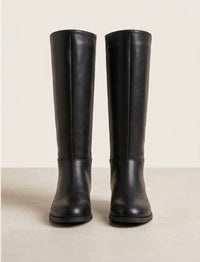 Black Flat Knee-High Riding Boots