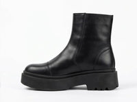 Linzi Black Chunky Ankle Boots with Side Zip