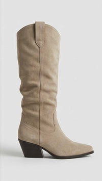 Primark Taupe Suede-Effect Slouch Cowboy Boots