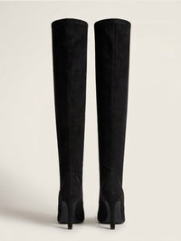 Givana Black Suede-Effect Over-the-Knee Stiletto Boots