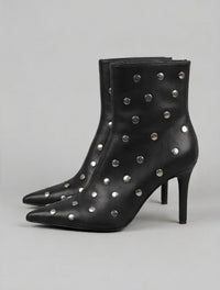 Primark Black Silver Studded Stiletto Ankle Boots