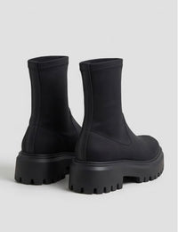 Schuh Black Stretch Sock Chunky Sole Boots