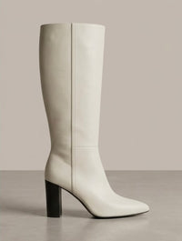 Boden Cream Knee-High Block Heel Boots
