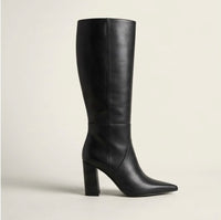 Pretty Little Thing Black Pointed Toe Knee-High Block Heel Boots