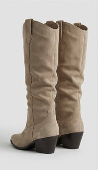 Primark Taupe Suede-Effect Slouch Cowboy Boots