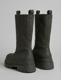 Krush Grey Chunky Pull-On Mid-Calf Boots
