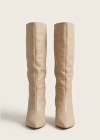 Phase Eight Beige Knee-High Kitten Heel Boots