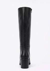 Boohoo Wide Fit Black Low Block Heel Knee-High Boots