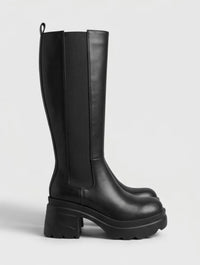 Pretty Little Thing Black Chunky Platform Knee-High Chelsea Boots