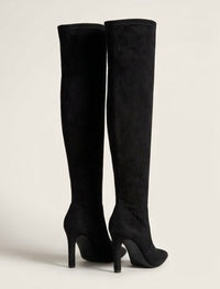 Givana Black Suede-Effect Over-the-Knee Stiletto Boots