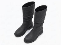 Boohoo Charcoal Grey Matte Slouch Mid-Calf Flat Boots