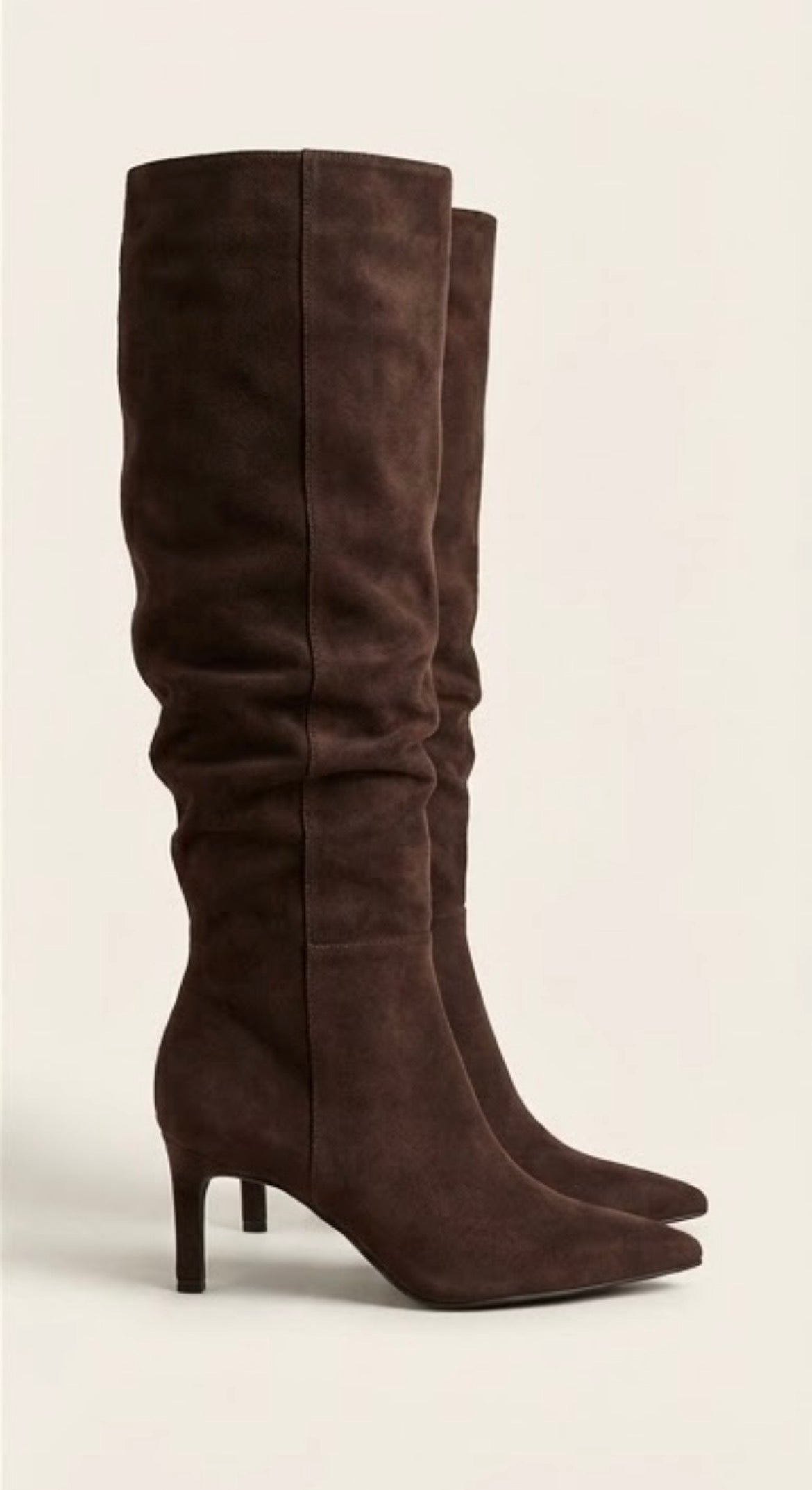 Boohoo Brown Suede-Effect Slouch Stiletto Boots
