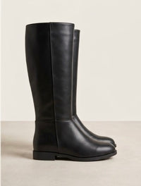 Black Flat Knee-High Riding Boots