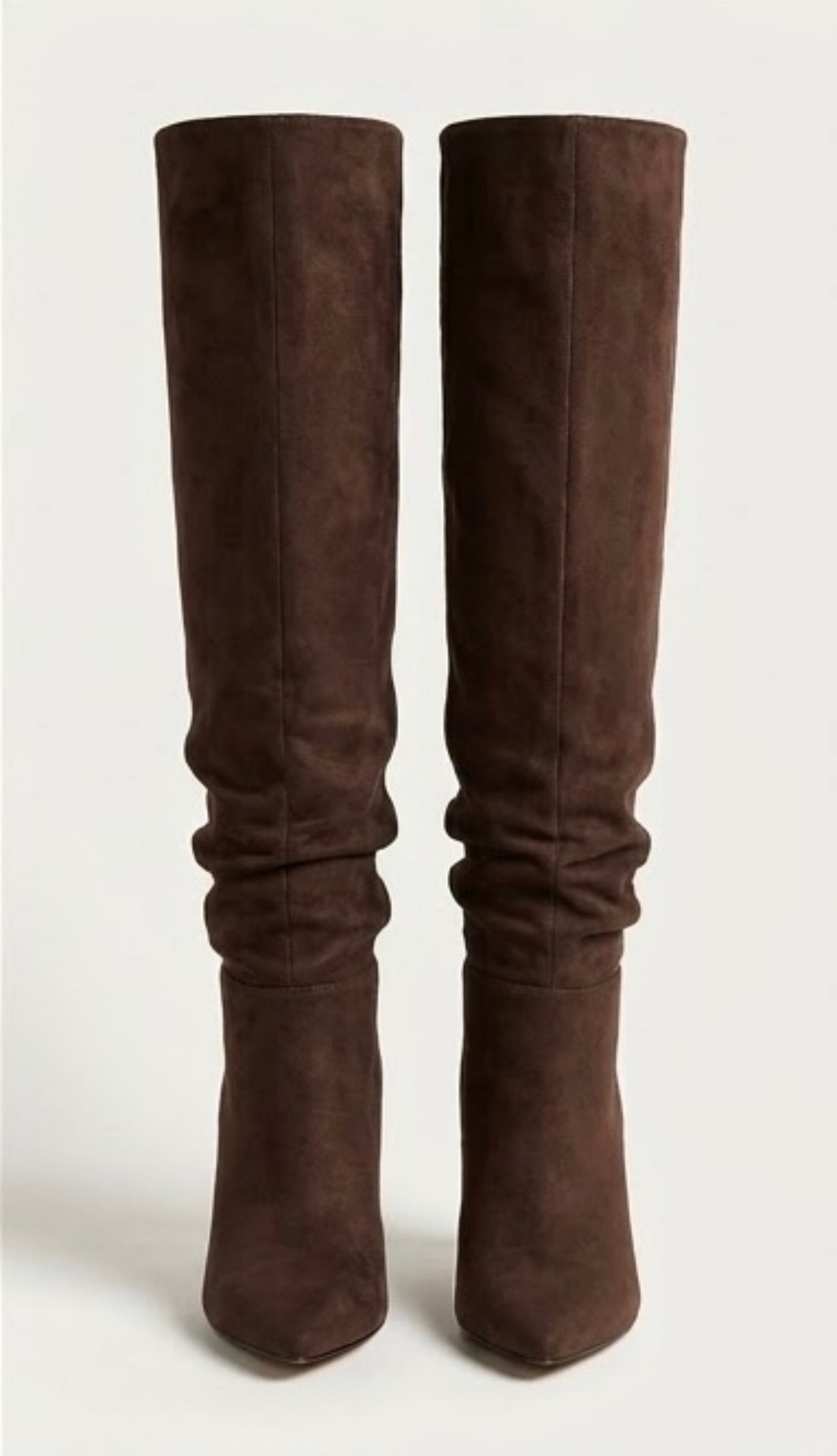 Friends Like These Brown Suede-Effect Slouch Cone Heel Boots