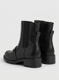 River Island Black Chain Trim Loafer Ankle Boots