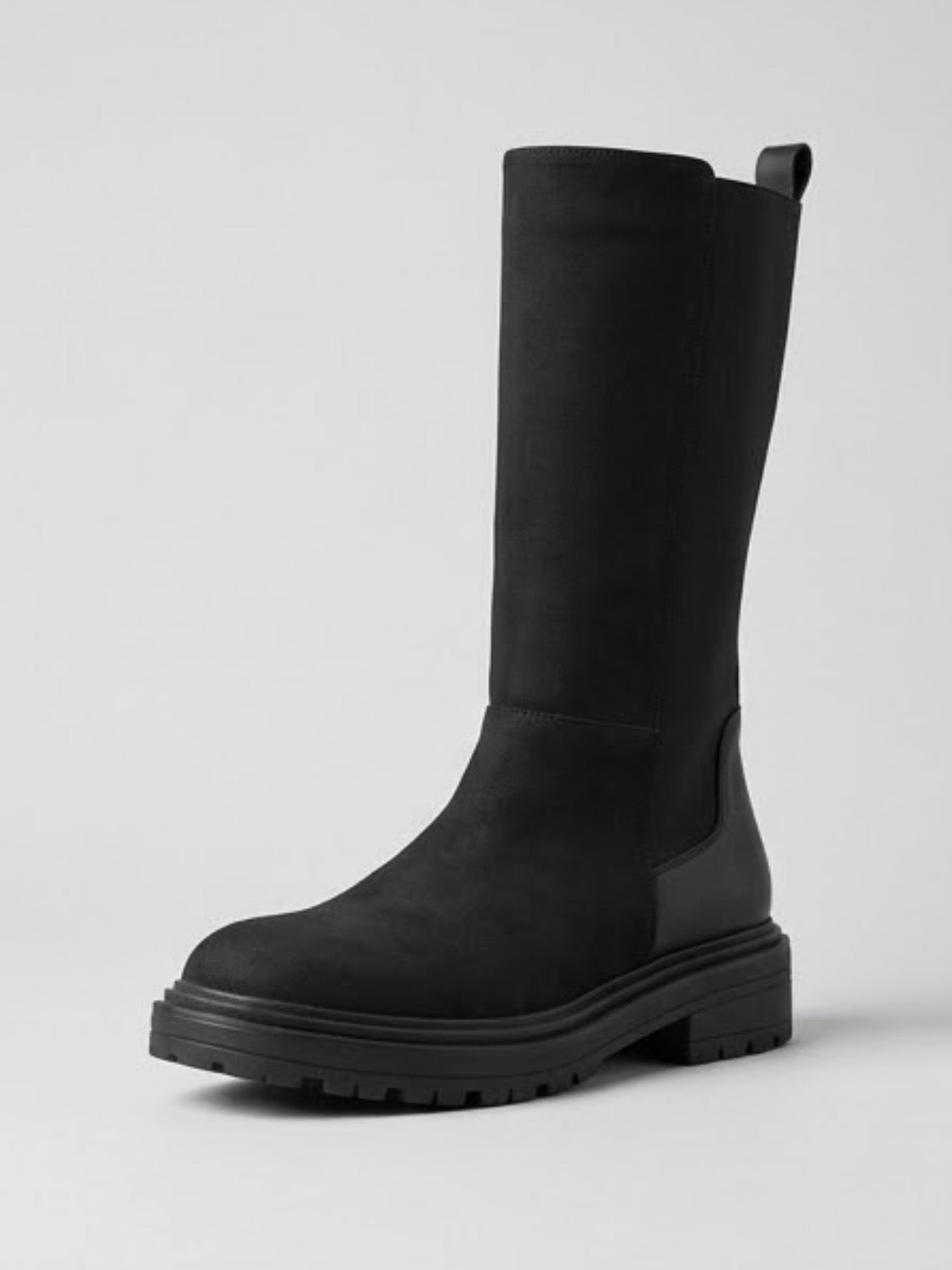 Papaya Black Knee-High Chunky Chelsea Boots