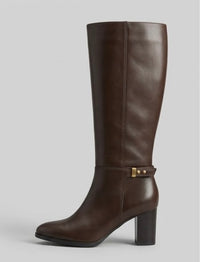 Primark Brown Buckle Block Heel Knee-High Boots