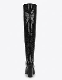 Rita Ora x Primark Black Croc-Effect Pointed Toe Over-the-Knee Heeled Boots