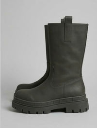 Krush Grey Chunky Pull-On Mid-Calf Boots