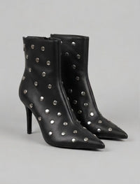 Primark Black Silver Studded Stiletto Ankle Boots