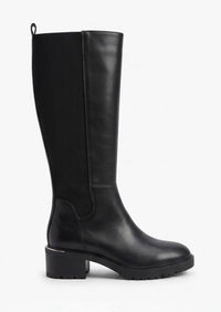Primark Wide Fit Black Knee-High Boots with Gold Trim