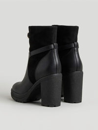 River Island Black Gold Chain Platform Block Heel Ankle Boots