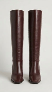 Primark Maroon Square Toe Knee-High Stiletto Boots
