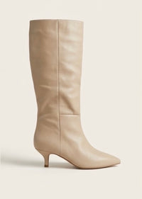 Phase Eight Beige Knee-High Kitten Heel Boots