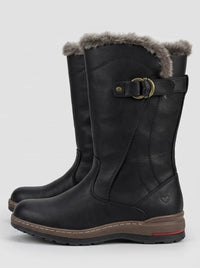 Heavenly Feet Black Fur-Lined Buckle Mid-Calf Boots