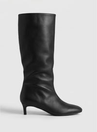 Pretty Little Thing Black Knee-High Kitten Heel Boots