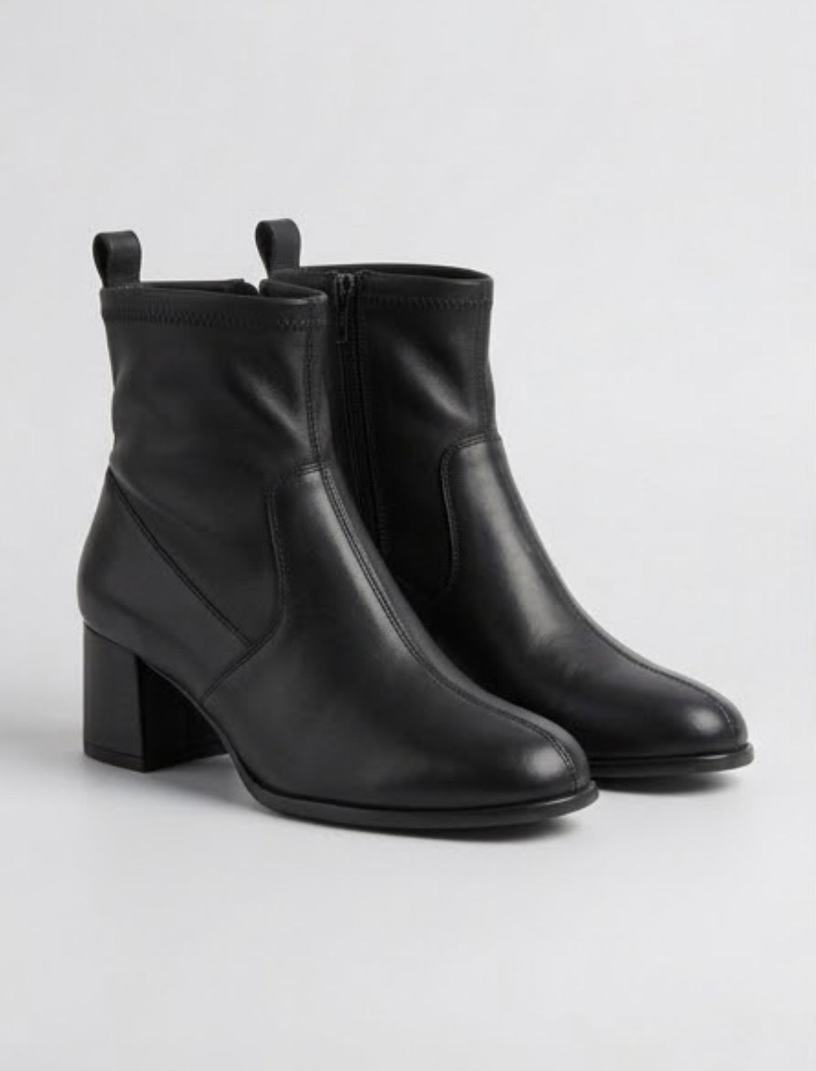 Primark Black Pull Tab Block Heel Ankle Boots
