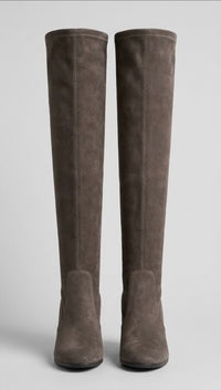 Primark Grey Suede-Effect Over-the-Knee Block Heel Boots